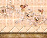 Avikalp MWZ0929 White Flowers Butterflies 3D HD Wallpaper
