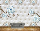 Avikalp MWZ0930 White Blue Flowers HD Wallpaper