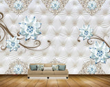 Avikalp MWZ0930 White Blue Flowers 3D HD Wallpaper