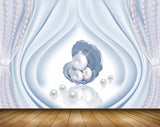 Avikalp MWZ0934 White Blue Pearls Shell 3D HD Wallpaper