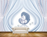 Avikalp MWZ0934 White Blue Pearls Shell 3D HD Wallpaper