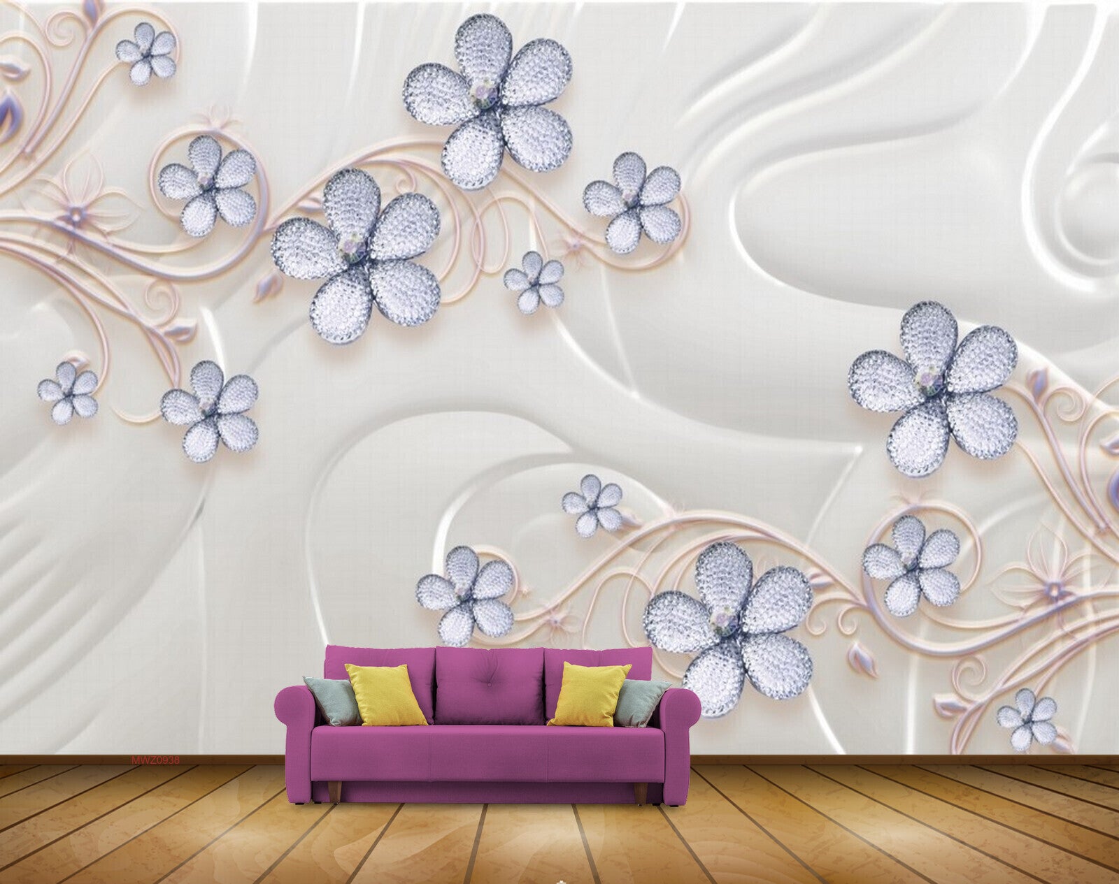 Avikalp MWZ0938 Violet White Flowers HD Wallpaper