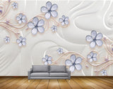 Avikalp MWZ0938 Violet White Flowers 3D HD Wallpaper