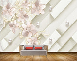 Avikalp MWZ0939 White Pink Flowers Pearls 3D HD Wallpaper