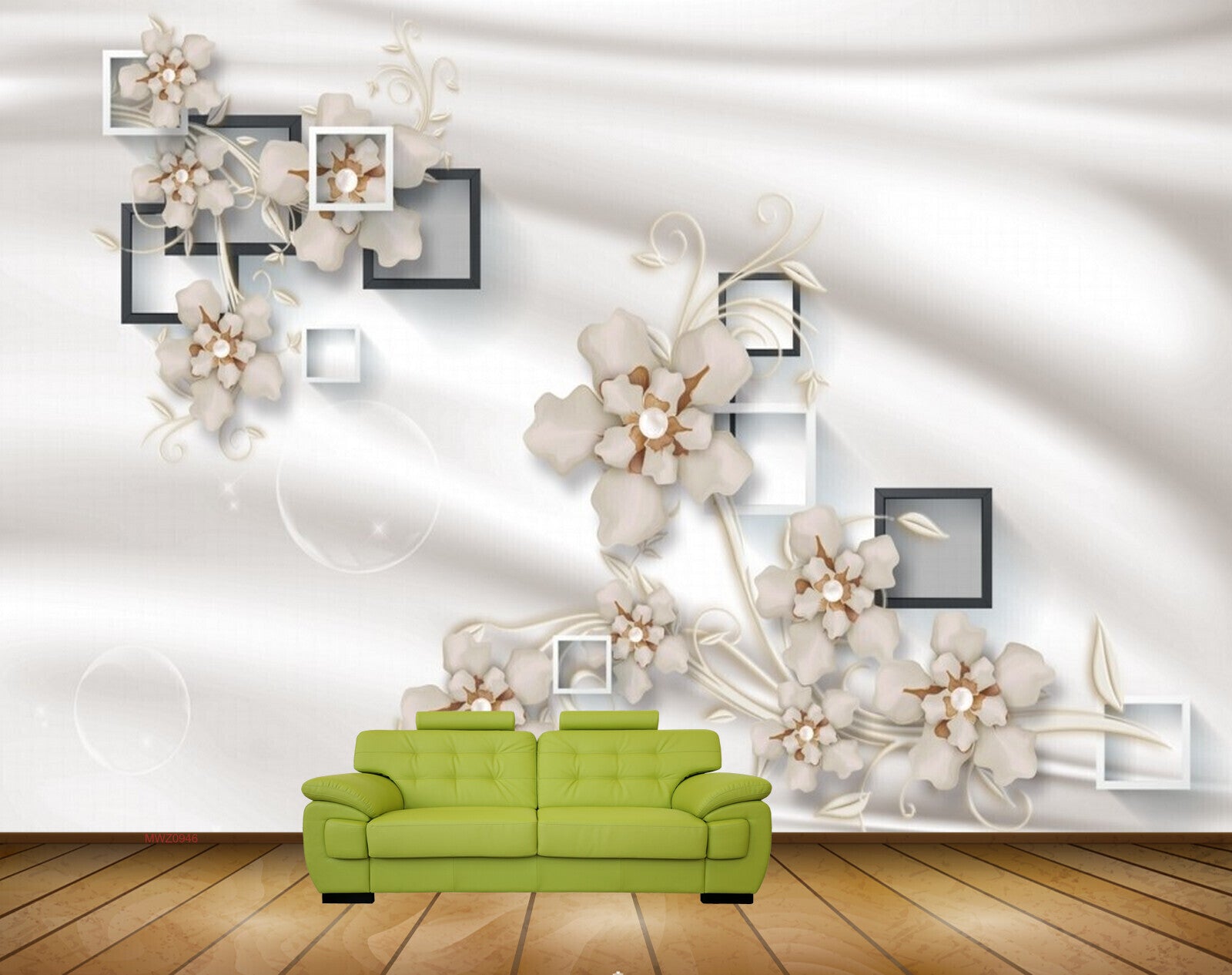 Avikalp MWZ0946 White Flowers Leaves HD Wallpaper