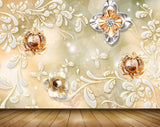 Avikalp MWZ0947 White Orange Flowers Leaves 3D HD Wallpaper