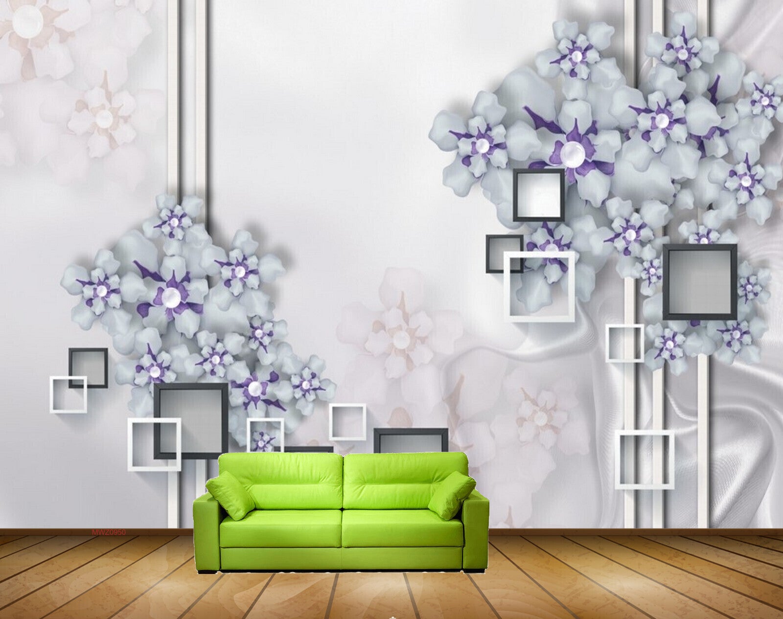 Avikalp MWZ0950 Purple White Flowers 3D HD Wallpaper