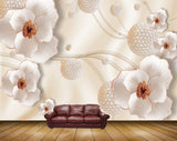 Avikalp MWZ0952 White Golden Flowers HD Wallpaper