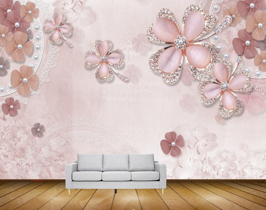 Avikalp MWZ0954 Peach White Flowers HD Wallpaper