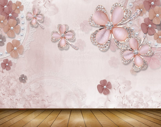 Avikalp MWZ0954 Peach White Flowers 3D HD Wallpaper