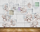 Avikalp MWZ0955 White Flowers Leaves 3D HD Wallpaper