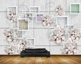 Avikalp MWZ0955 White Flowers Leaves 3D HD Wallpaper