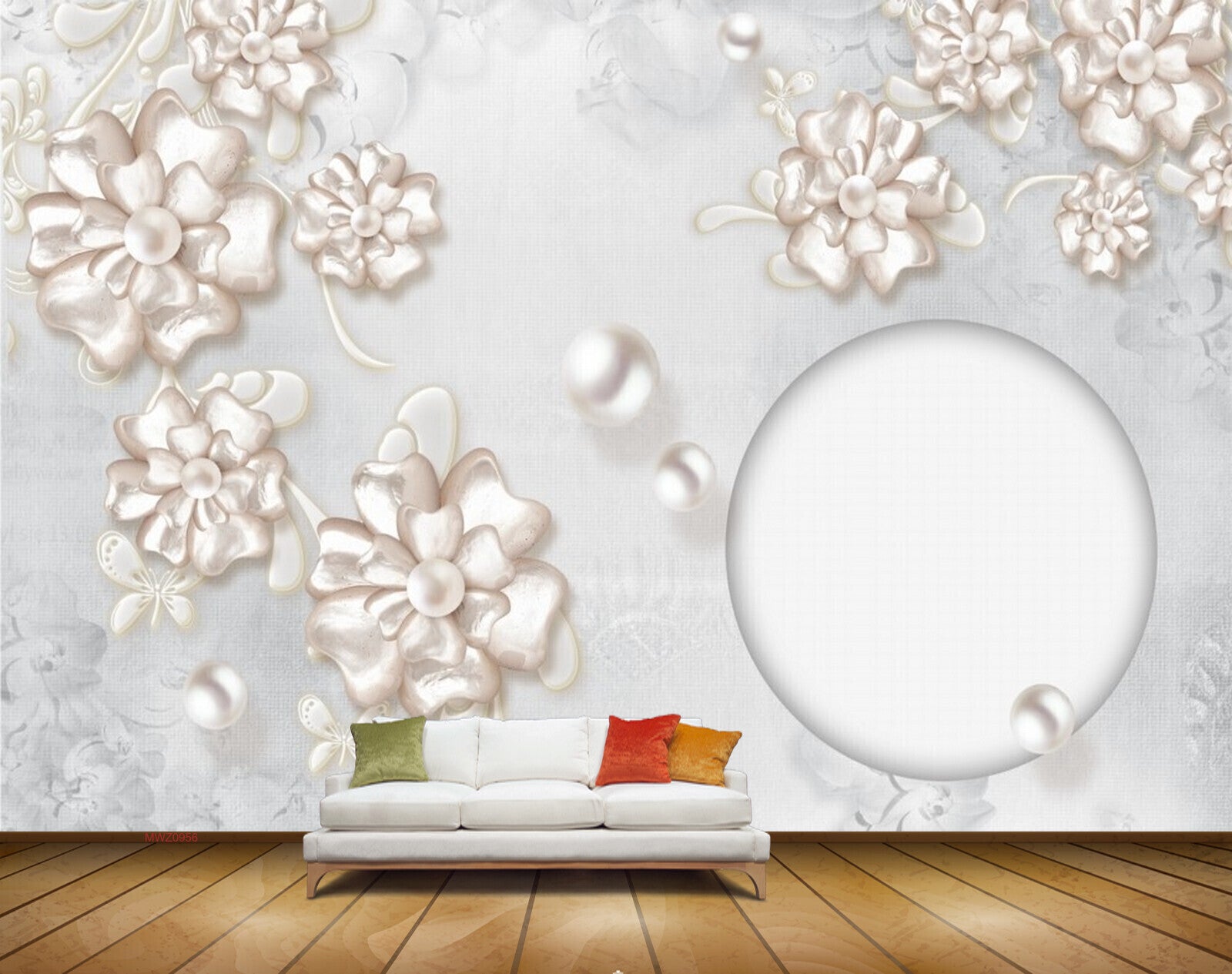 Avikalp MWZ0956 White Golden Flowers HD Wallpaper