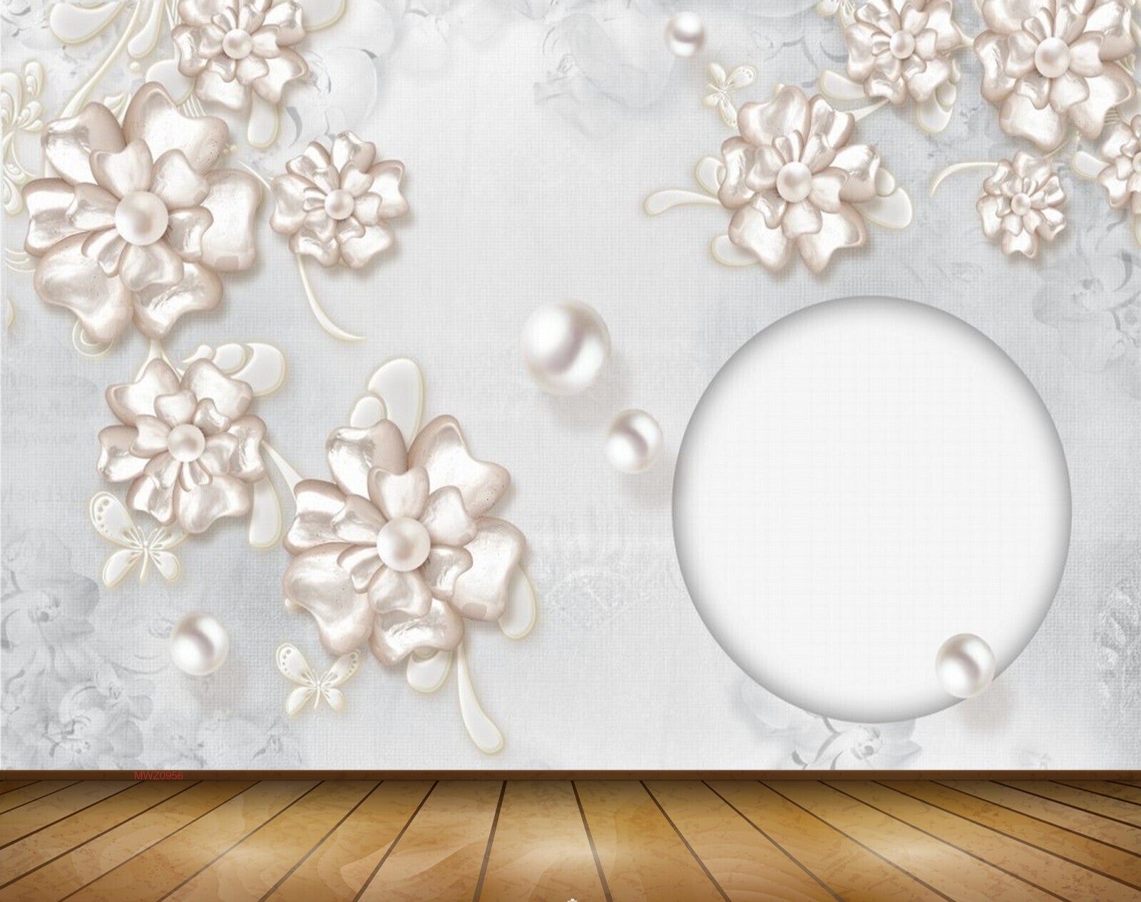 Avikalp MWZ0956 White Golden Flowers 3D HD Wallpaper