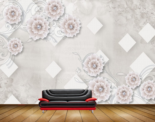 Avikalp MWZ0960 White Flowers Butterflies HD Wallpaper