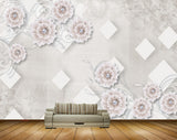 Avikalp MWZ0960 White Flowers Butterflies 3D HD Wallpaper