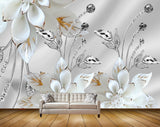 Avikalp MWZ0961 White Flowers Leaves HD Wallpaper