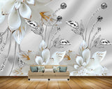 Avikalp MWZ0961 White Flowers Leaves 3D HD Wallpaper