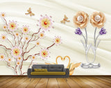 Avikalp MWZ0964 White Flowers Cranes Flies 3D HD Wallpaper