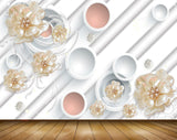 Avikalp MWZ0968 White Golden Flowers 3D HD Wallpaper