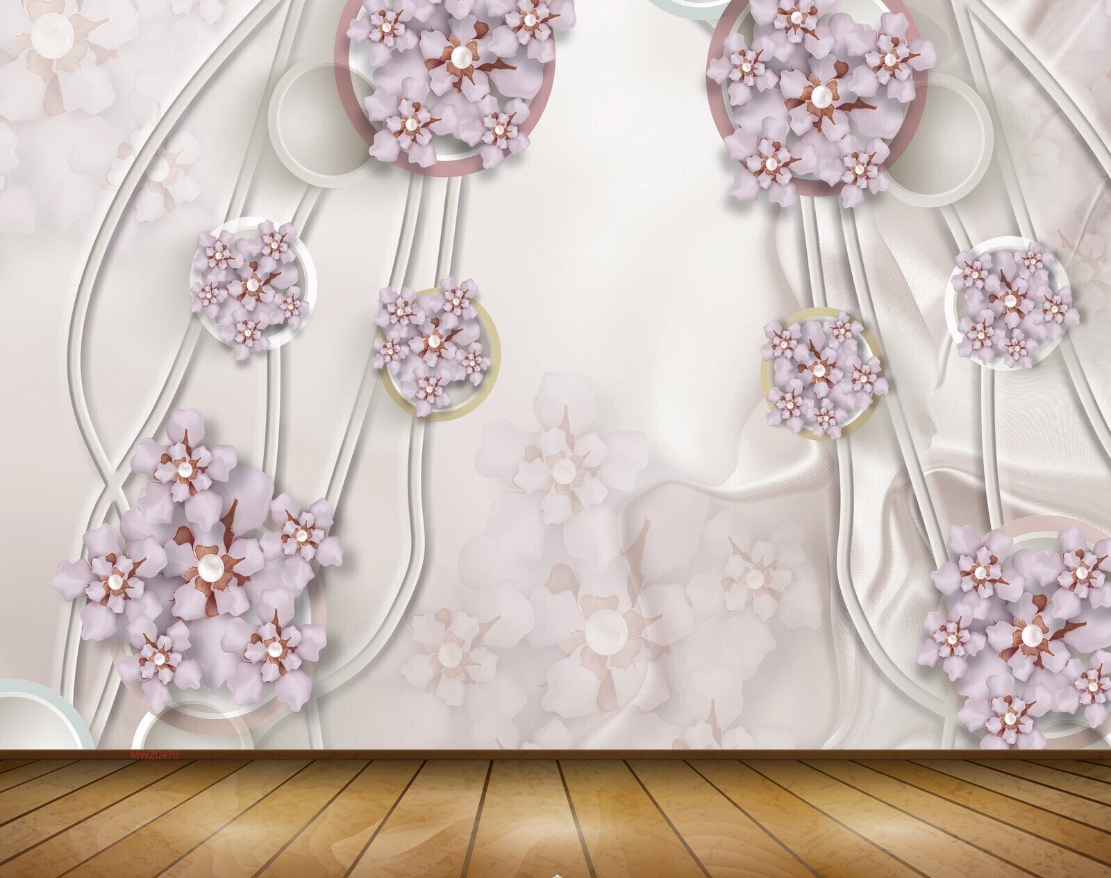 Avikalp MWZ0970 Purple Flowers 3D HD Wallpaper