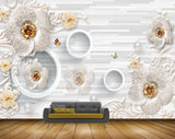 Avikalp MWZ0973 White Flowers Butterflies Leaves 3D HD Wallpaper