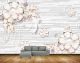 Avikalp MWZ0974 White Flowers 3D HD Wallpaper
