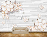 Avikalp MWZ0974 White Flowers 3D HD Wallpaper