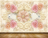 Avikalp MWZ0979 Pink Peach Flowers 3D HD Wallpaper