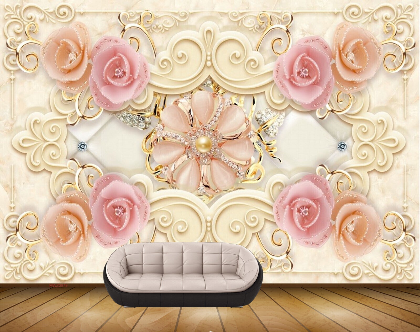 Avikalp MWZ0979 Pink Peach Flowers 3D HD Wallpaper