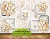 Avikalp MWZ0981 White Golden Flowers 3D HD Wallpaper