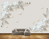 Avikalp MWZ0982 White Flowers Butterflies HD Wallpaper