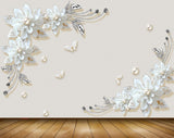 Avikalp MWZ0982 White Flowers Butterflies 3D HD Wallpaper