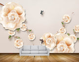 Avikalp MWZ0986 White Orange Flowers Butterflies HD Wallpaper