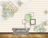 Avikalp MWZ0993 White Blue Flowers 3D HD Wallpaper