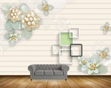 Avikalp MWZ0993 White Blue Flowers 3D HD Wallpaper