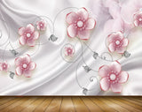 Avikalp MWZ0998 Pink White Flowers Leaves 3D HD Wallpaper