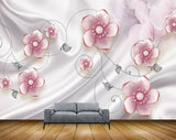 Avikalp MWZ0998 Pink White Flowers Leaves 3D HD Wallpaper