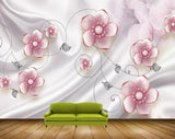 Avikalp MWZ0998 Pink White Flowers Leaves 3D HD Wallpaper