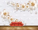 Avikalp MWZ1003 White Orange Flowers HD Wallpaper
