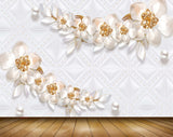 Avikalp MWZ1003 White Orange Flowers 3D HD Wallpaper