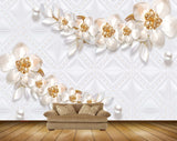 Avikalp MWZ1003 White Orange Flowers 3D HD Wallpaper