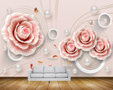 Avikalp MWZ1004 Peach White Flowers Fishes Butterflies HD Wallpaper