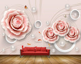 Avikalp MWZ1004 Peach White Flowers Fishes Butterflies 3D HD Wallpaper