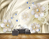 Avikalp MWZ1005 White Flowers Swans 3D HD Wallpaper