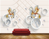 Avikalp MWZ1012 White Golden Flowers HD Wallpaper