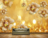 Avikalp MWZ1019 Gold Flowers HD Wallpaper