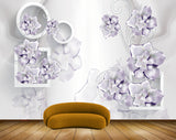 Avikalp MWZ1027 Purple Flowers Leaves 3D HD Wallpaper