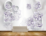 Avikalp MWZ1027 Purple Flowers Leaves 3D HD Wallpaper