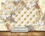 Avikalp MWZ1029 White Flowers Leaves 3D HD Wallpaper